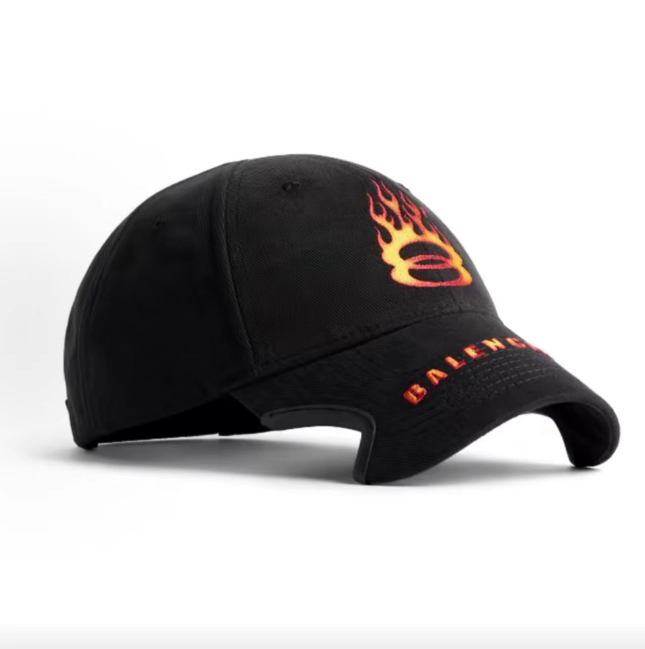Balenciaga Flame Double B Logo Black Baseball Cap