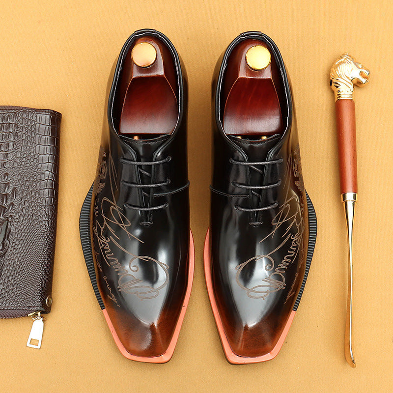 Men’s Genuine Leather carving Dress Shoes 23689