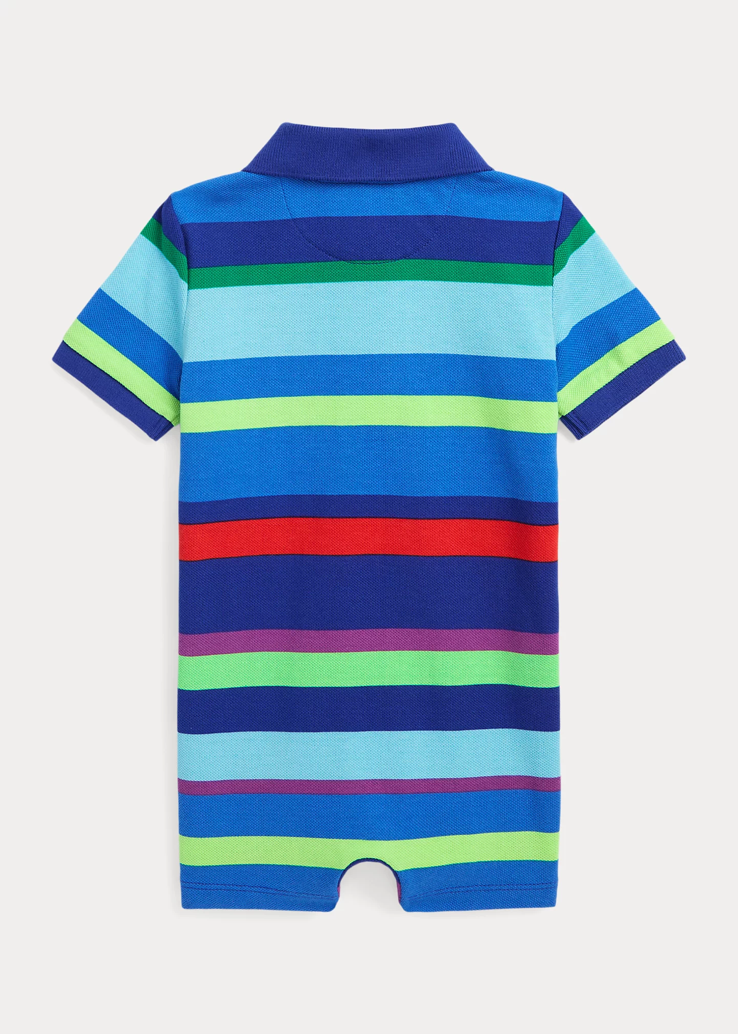 Striped Cotton Mesh Polo Shortall