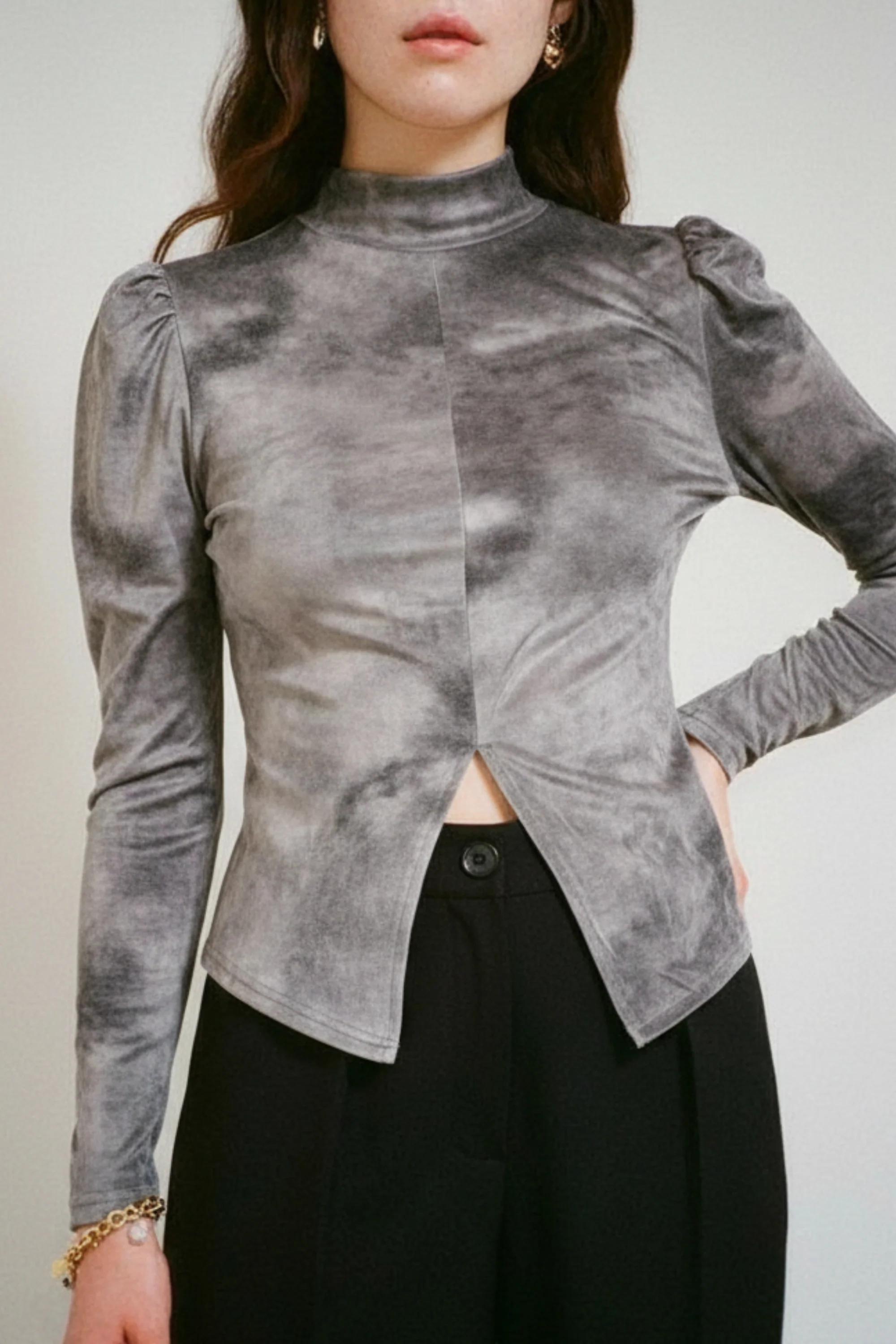Grey Swirl Skin-fit top