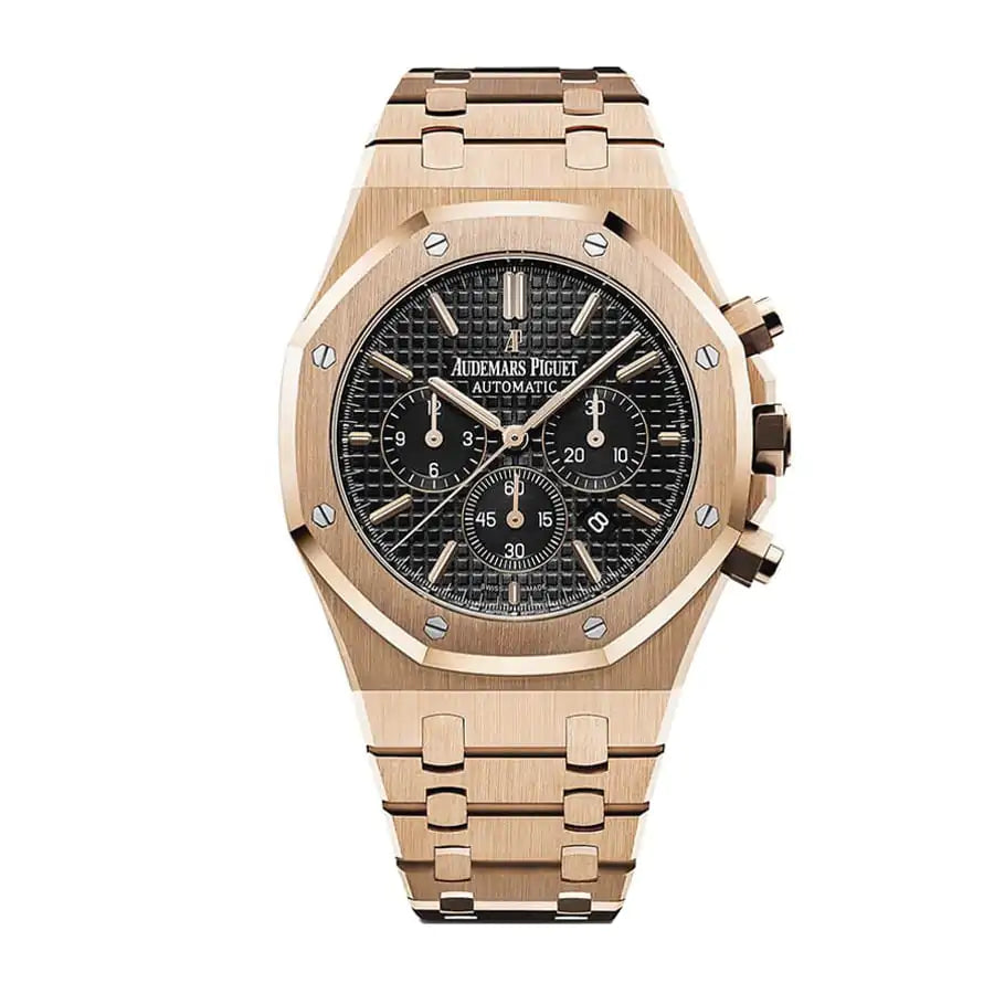 [2026 Mirror Grade]Audemars Piguet Royal Oak Chronograph 41MM Rose Gold Bracelet – Black Dial