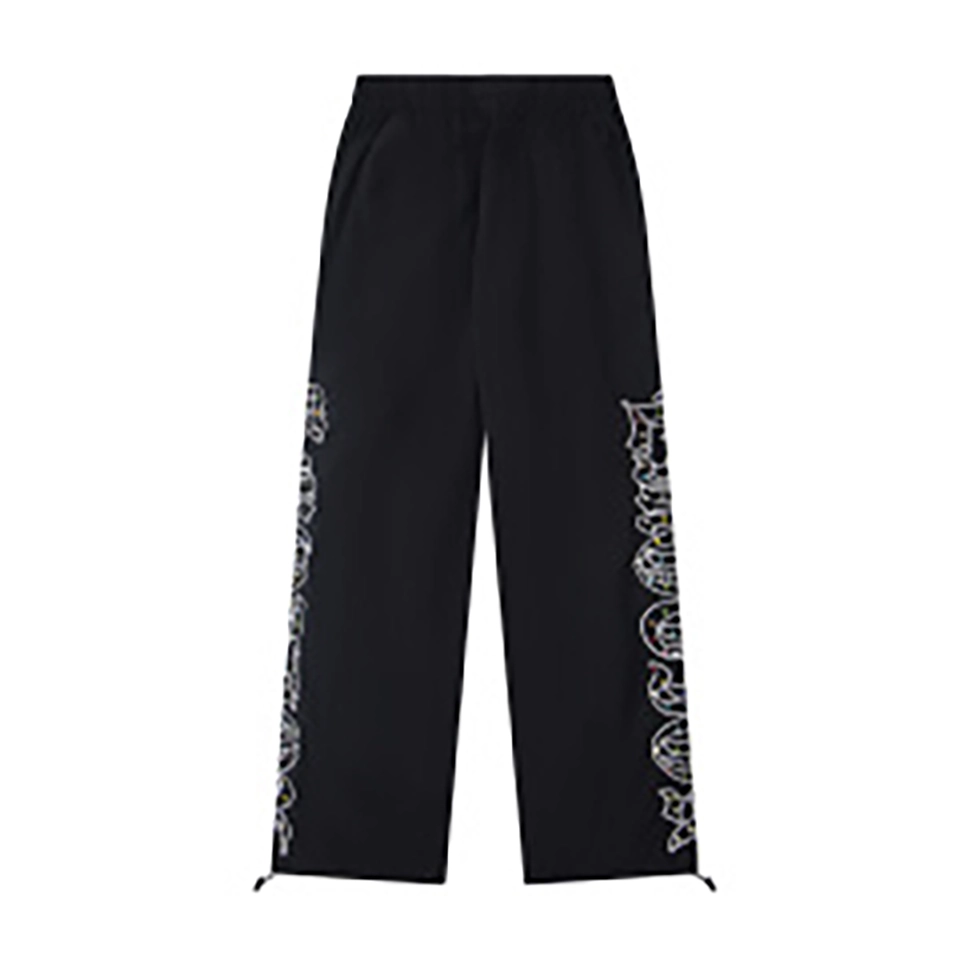 Mixed Emotion Reflective Gothic Script Black Pants