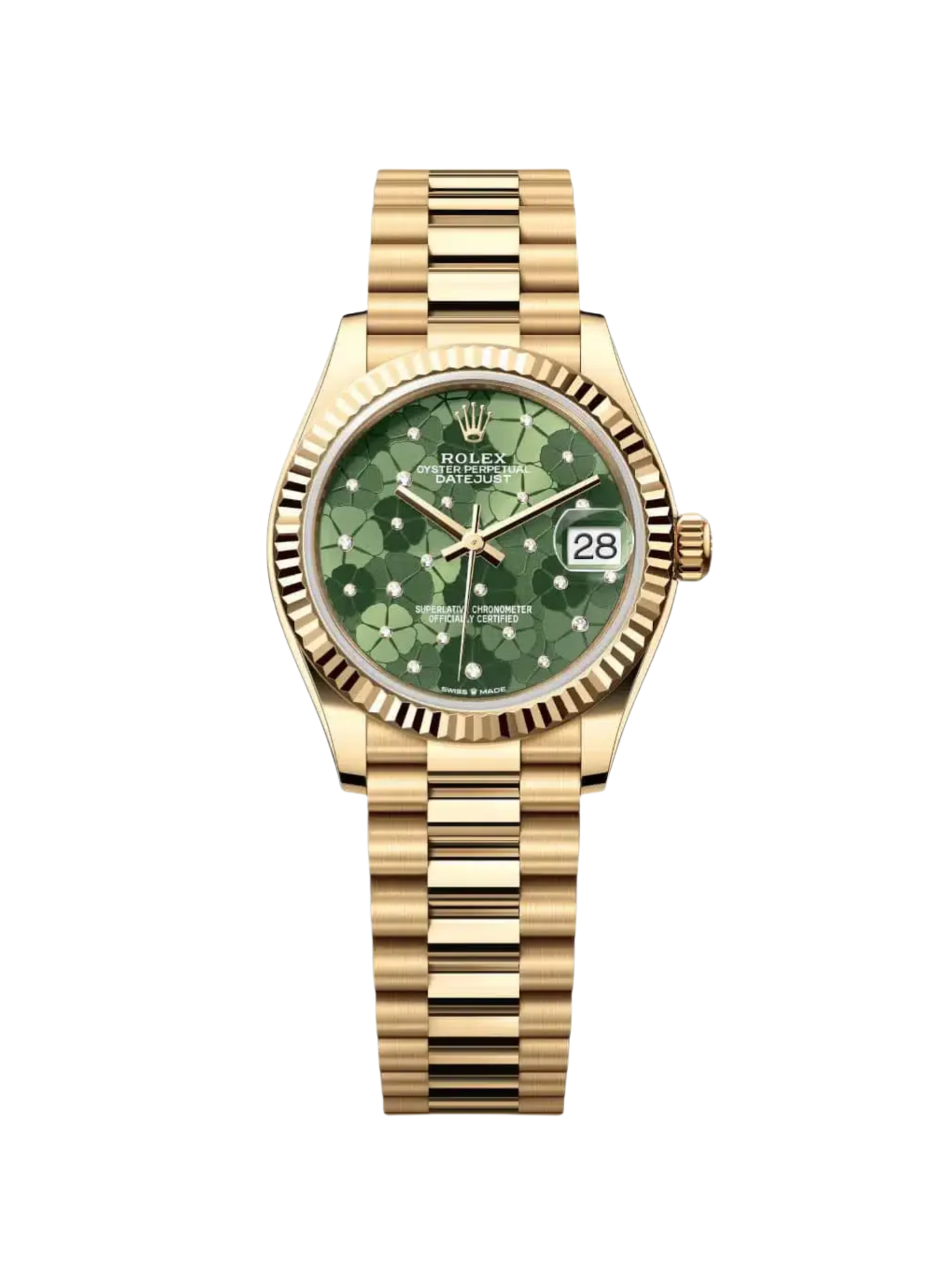 [2026 Mirror Grade]RLX Datejust m278278-0046 Olive Green Floral Motif 31mm President Bracelet Watch