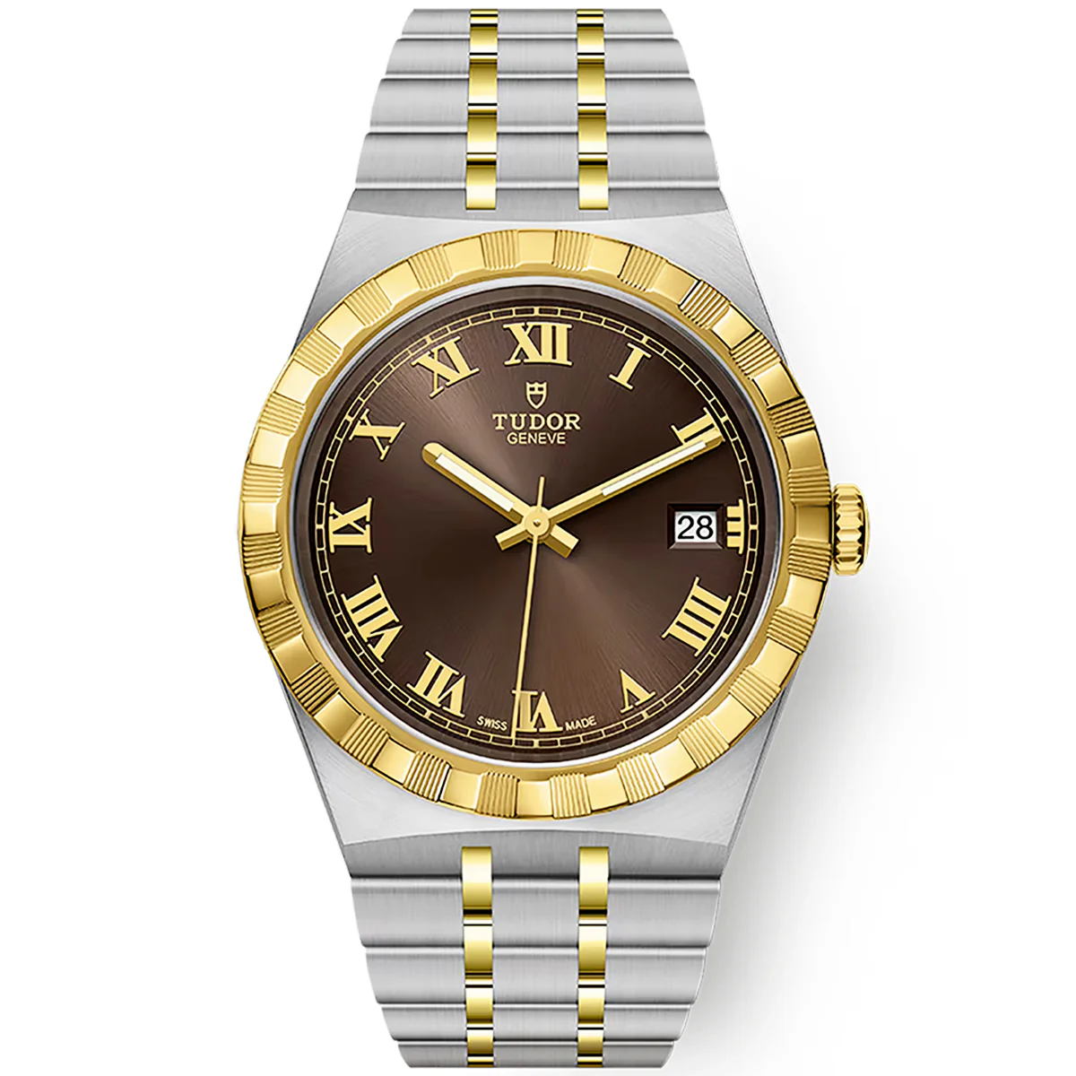 [2026 Mirror Grade]Royal 38mm Two-Tone Brown Roman Dial Automatic Bracelet Watch