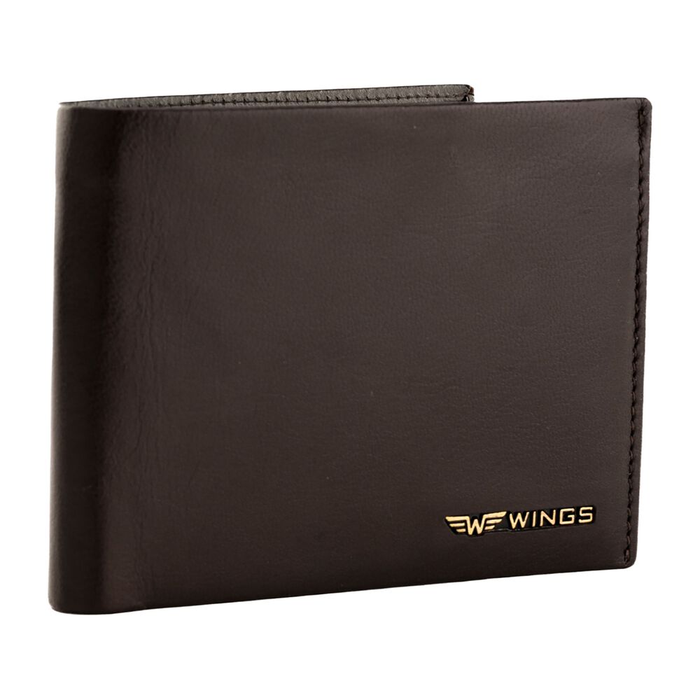 WINGS Portfel męski ze skóry bydlęcej Wings, 11 x 13 x 2 cm, RFID, brązowy