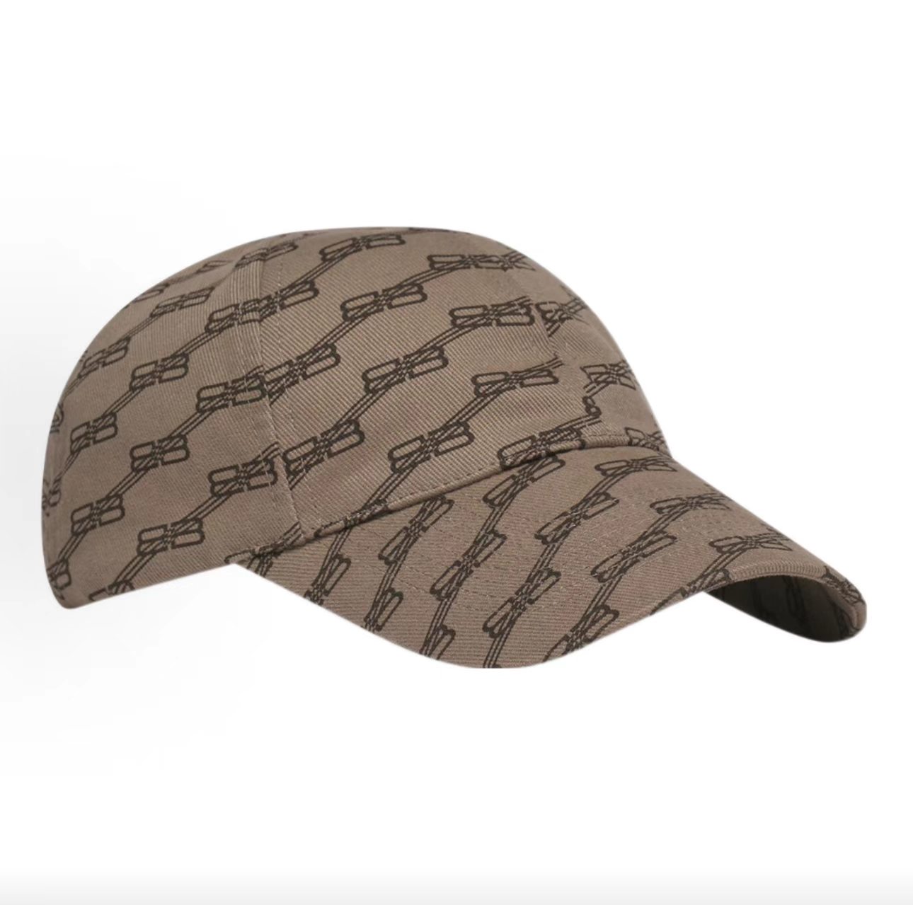 Balenciaga All Over BB Monogram Taupe Baseball Cap