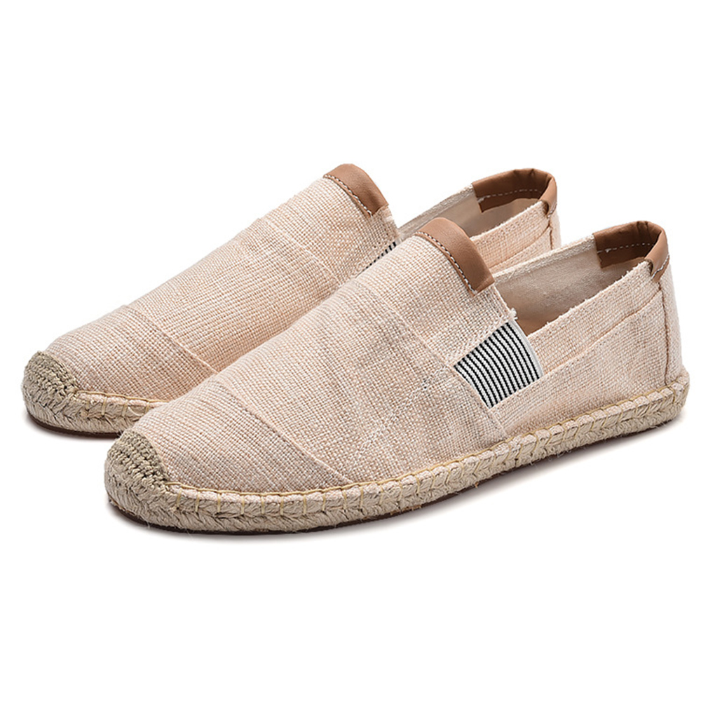 Men's Casual Stripe PU Decor Slip-On Canvas Espadrilles