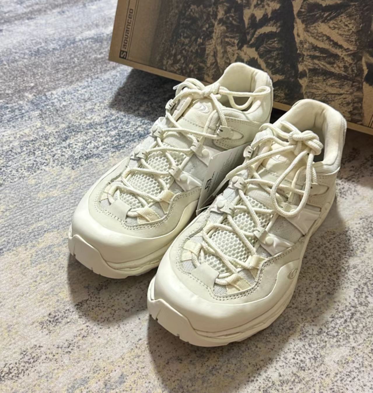 Salomon XA Pro 3D Off White Cream Nubuck Hiking Shoes