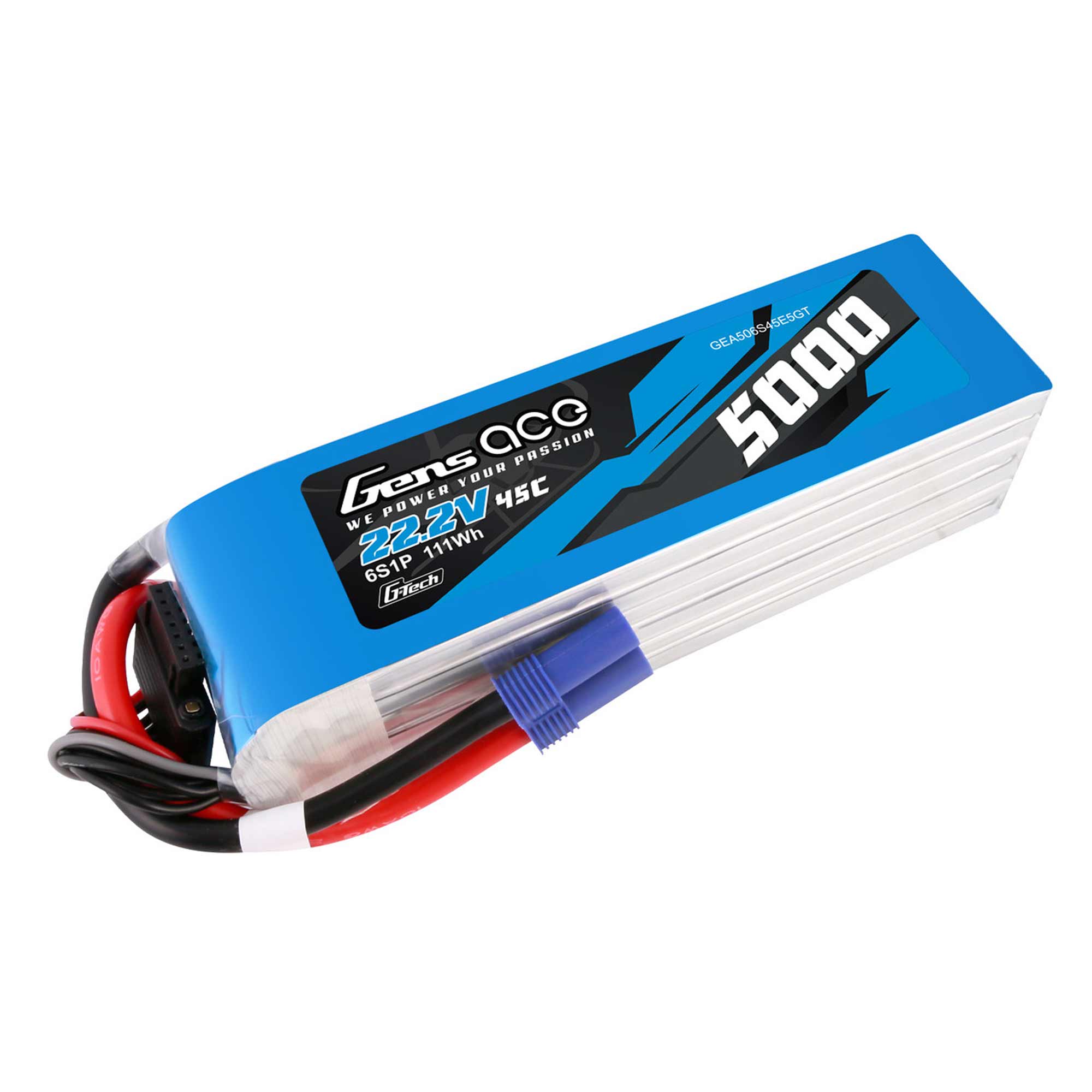 22.2V 5000mAh 6S 45C G-Tech Lipo Battery: EC5