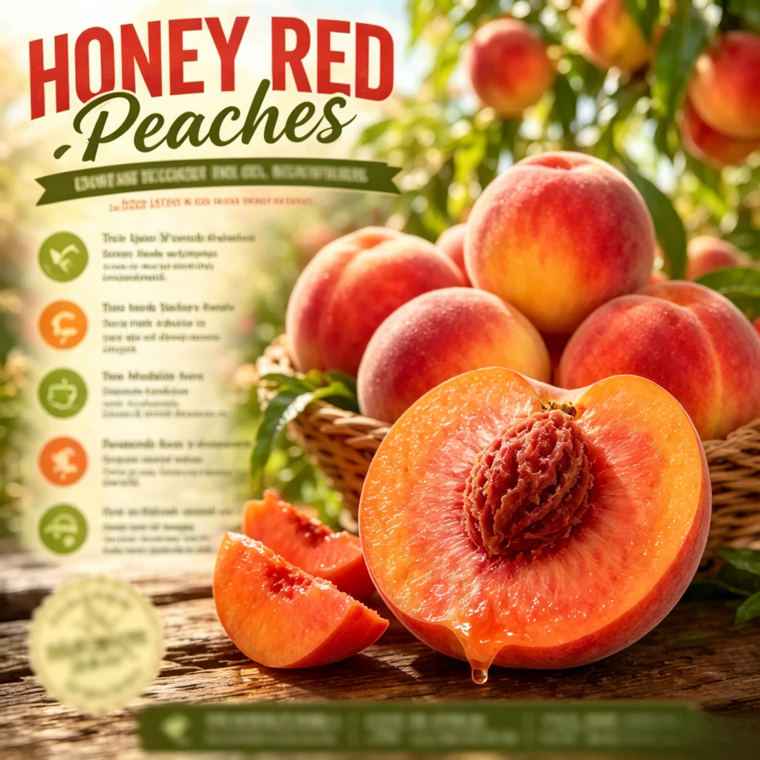 🍑 Mini Heirloom Peach Tree – Giant Honey-Sweet Red Fruit 🔥