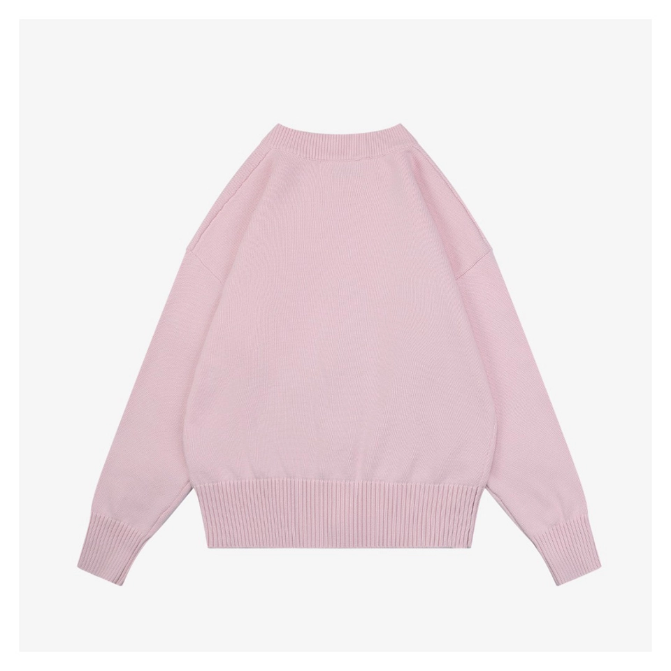 Ami De Cœur Embossed V-Neck Knit Cardigan