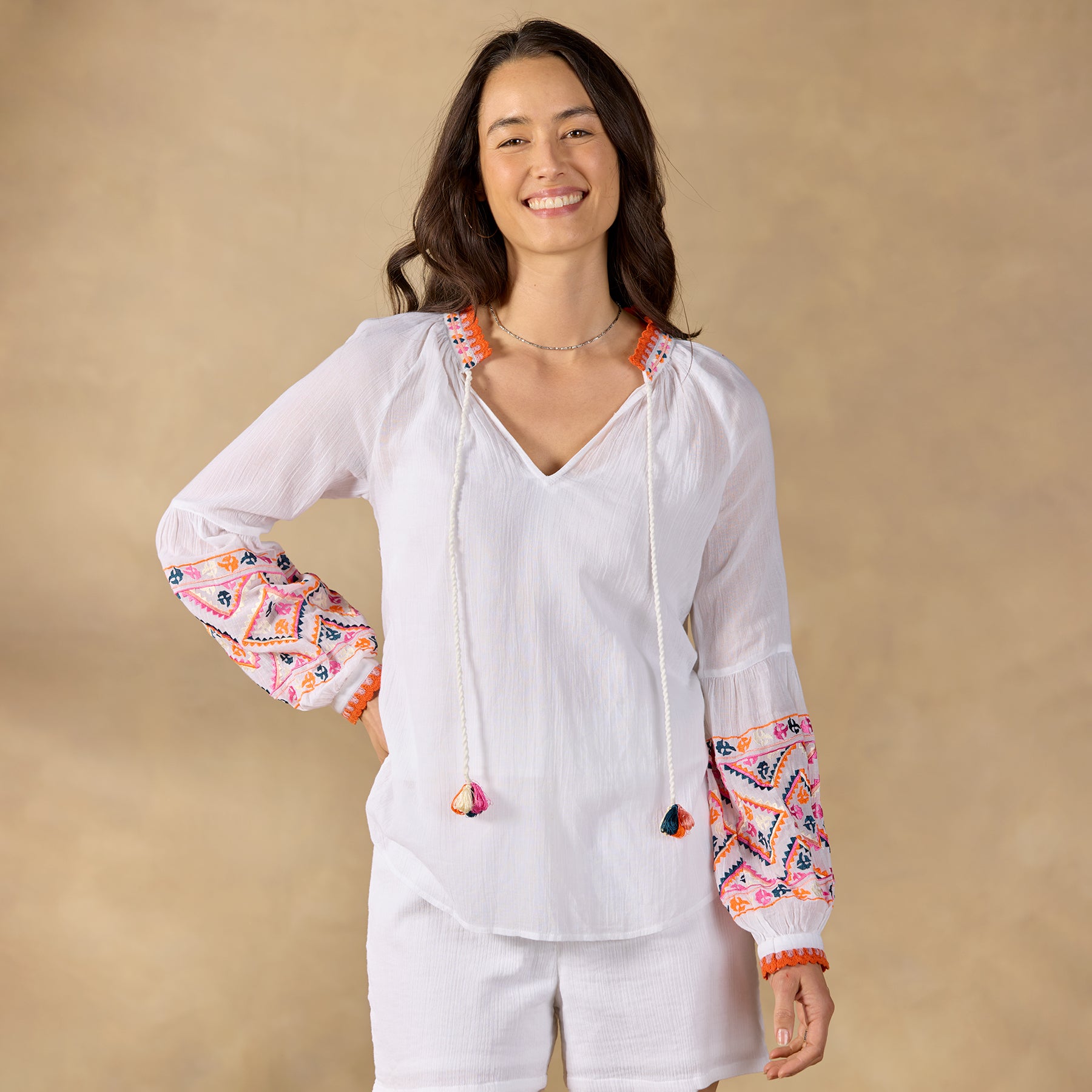 Leda Embroidered Top, Petite