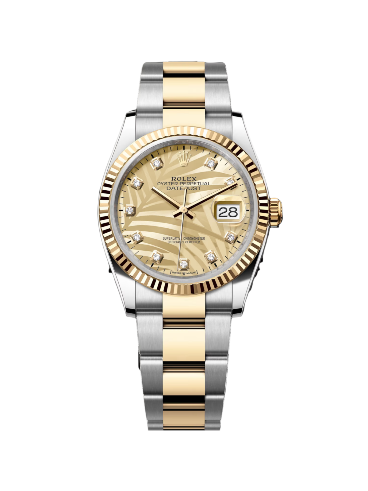 [2026 Mirror Grade]RLX  Datejust 36mm 126233 Champagne Palm Motif Diamond Dial and Jubilee Bracelet Watch