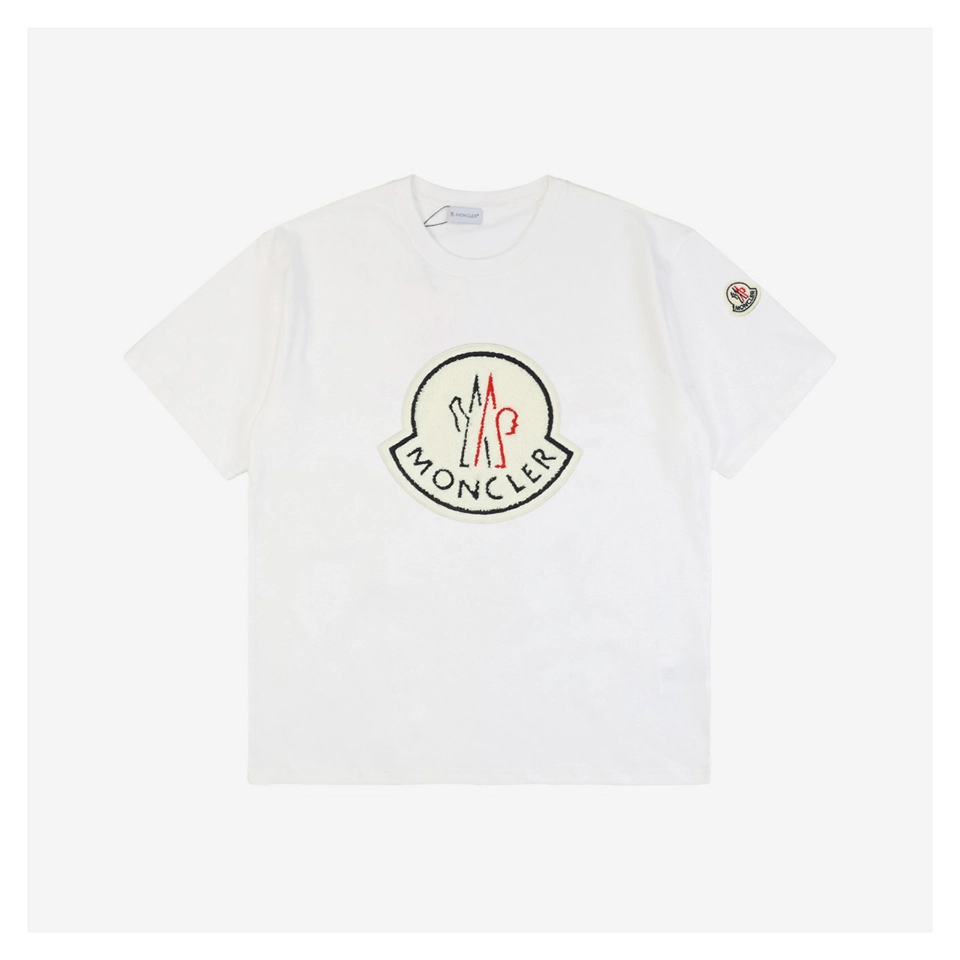 Mxxcler Large Chenille Embroidery T-Shirt (Black/White)