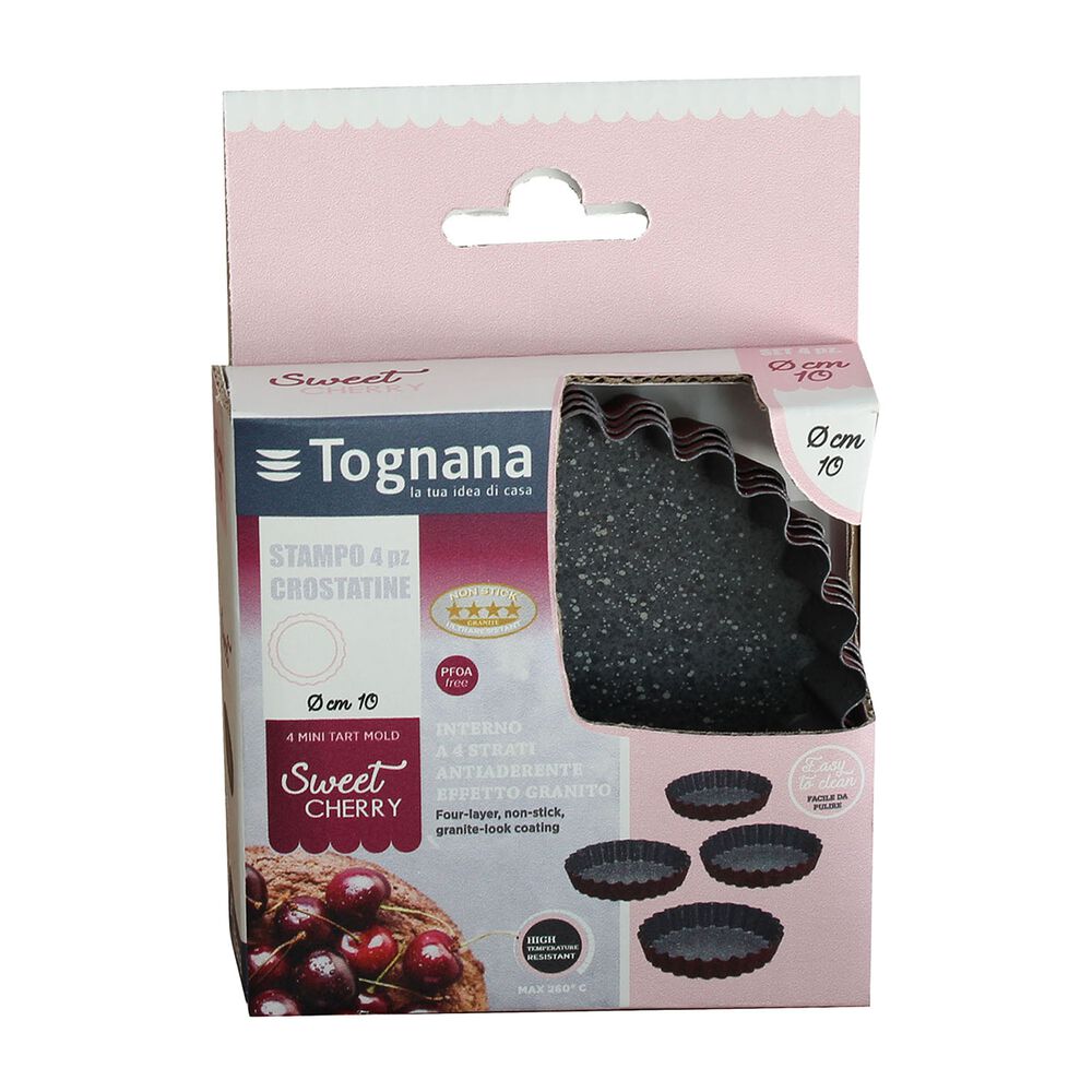 TOGNANA Zestaw 4 form do pieczenia tart 10 x 10 cm Tognana Sweet Cherry
