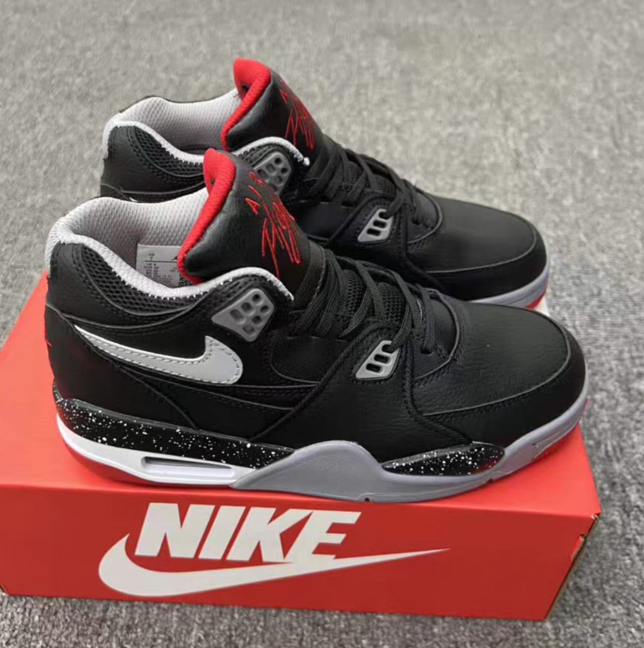 Nike Air Flight 89 Black Grey Red Speckle