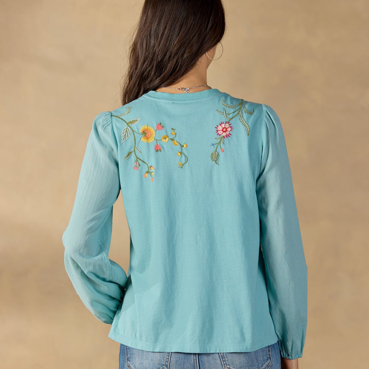 Sophia Mixed-Media Top, Petite