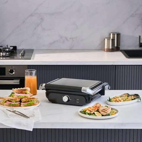 Homend Grilliant 1366H Grille-Pain et Grill avec Plaques en Fonte Amovibles et Corps en Acier Inoxydable