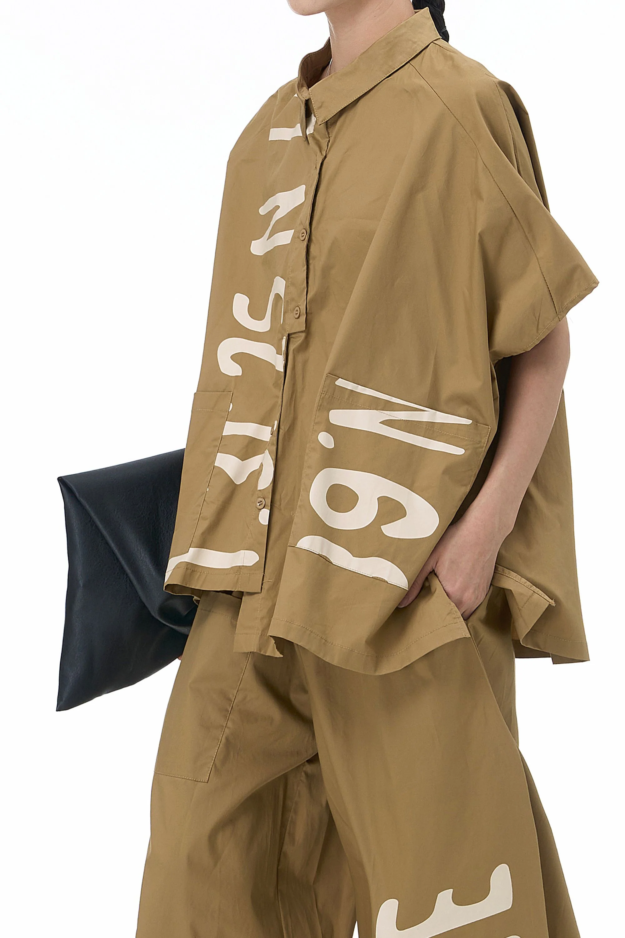 BEIGE CLAY CASCADE OVERSIZED SHIRT