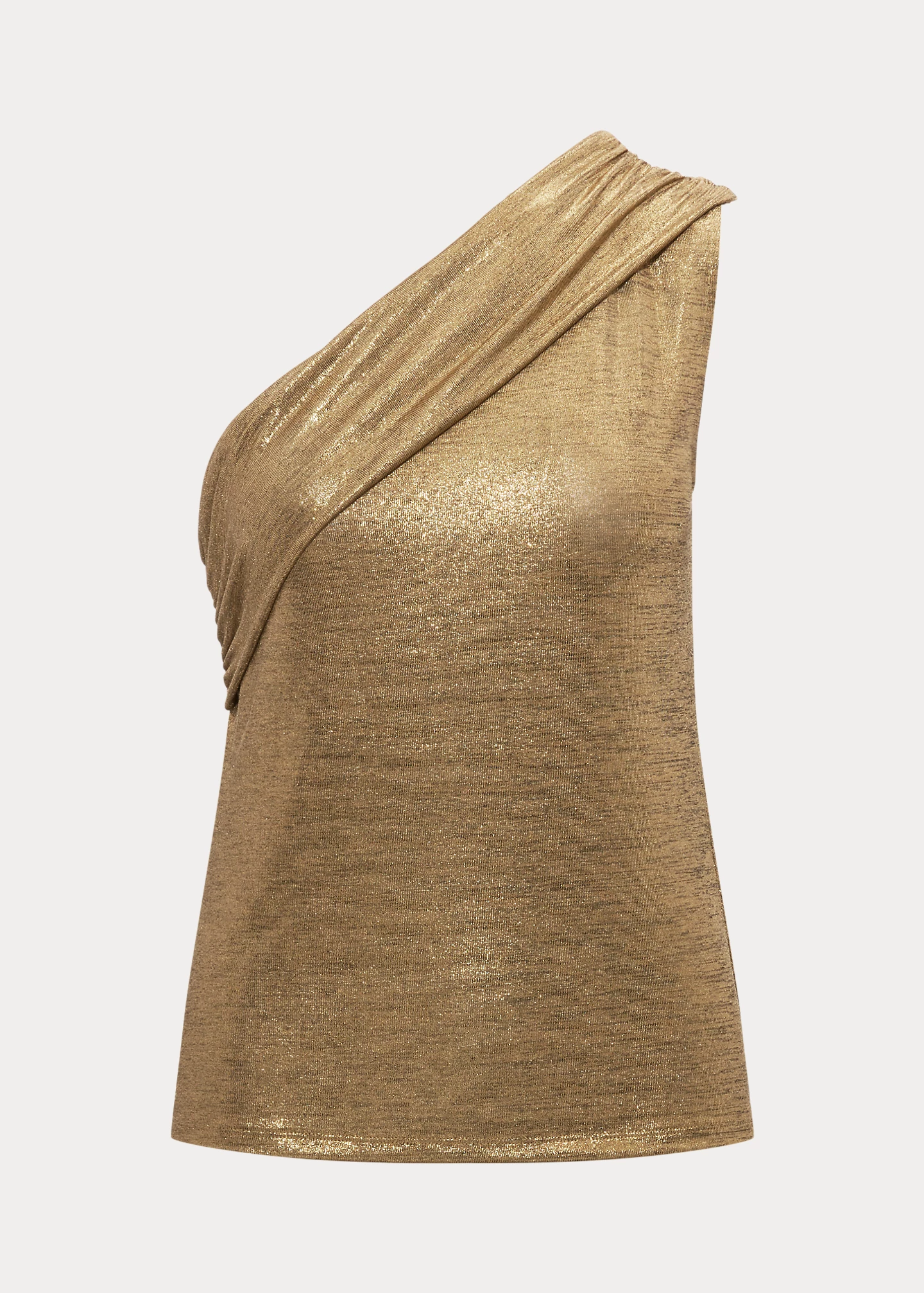 Foil-Print Jersey One-Shoulder Top
