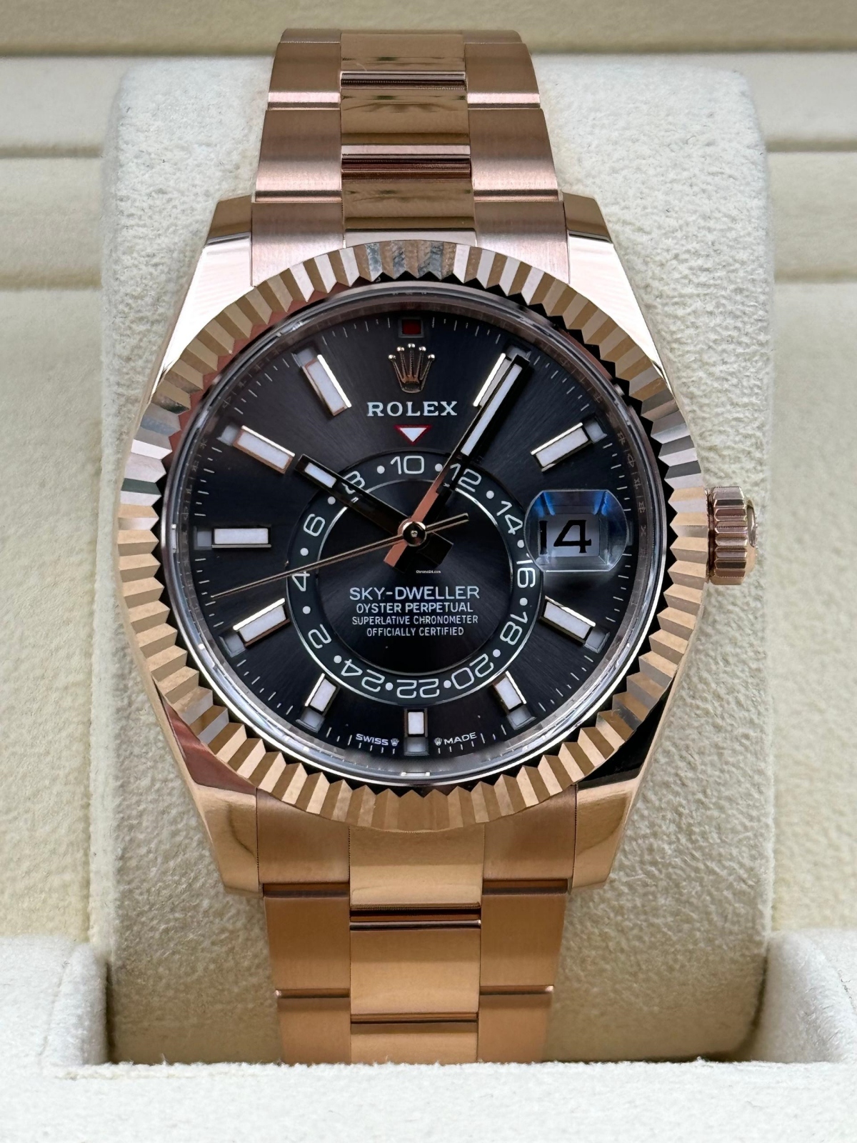 [2026 Mirror Grade]RLX  Sky-Dweller 42mm Rose Gold Rhodium Dial Oyster - 336935