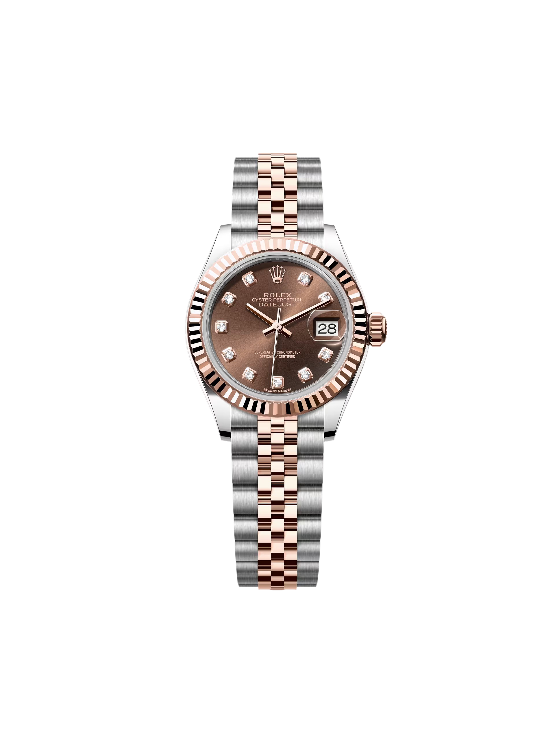 [2026 Mirror Grade]RLX Lady-Datejust 28mm 279171 Chocolate Diamond Oyster Stainless Steel and Rose Gold