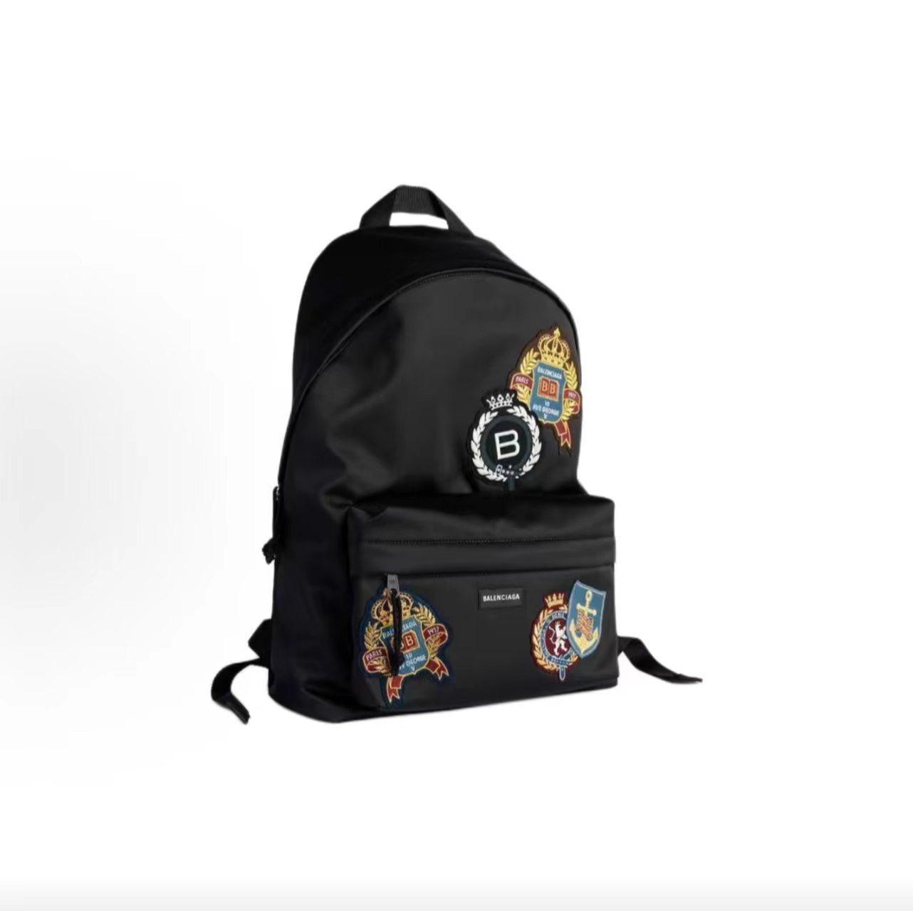 Balenciaga Explorer Crest Patches Backpack Black