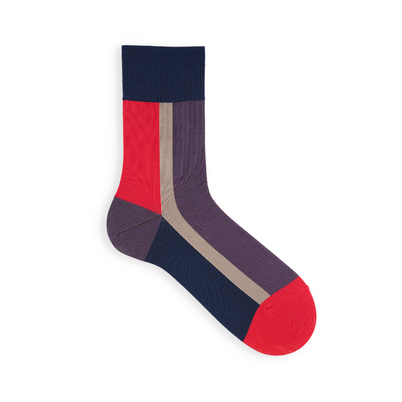 062130225 Vertical Color Block Short Socks