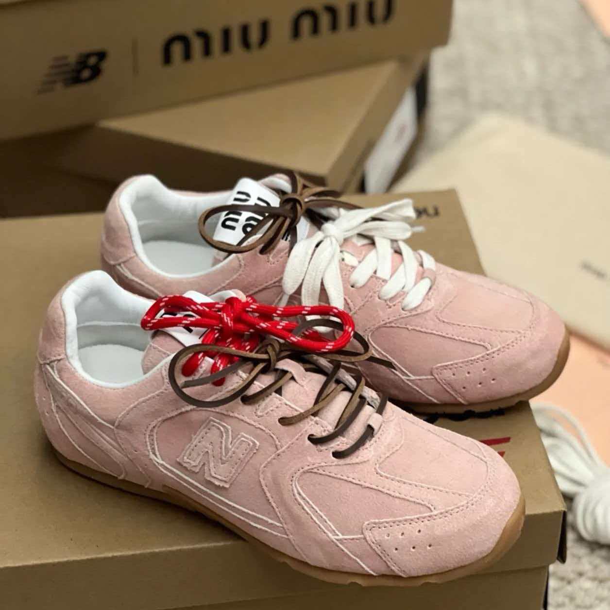 New Balance × Miu Miu 530 SL Suede Sneakers