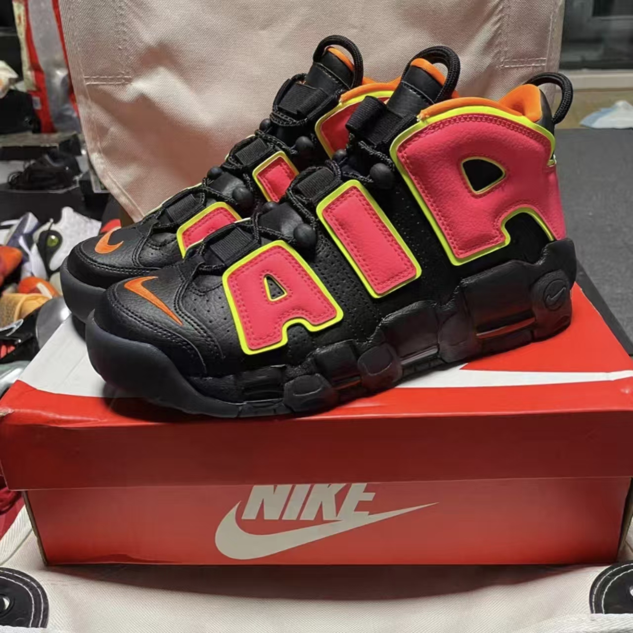 Nike Air More Uptempo Black Pink Orange