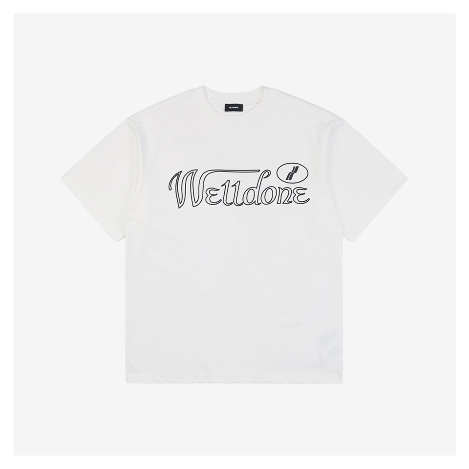 We11done Oversized WE Logo Print T-Shirt (Black/White)