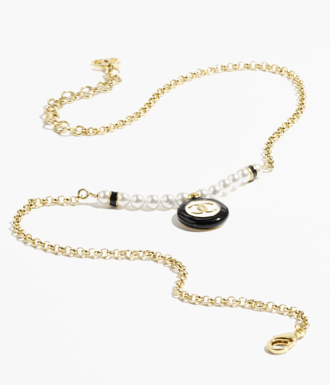 Black and white medallion double C necklace