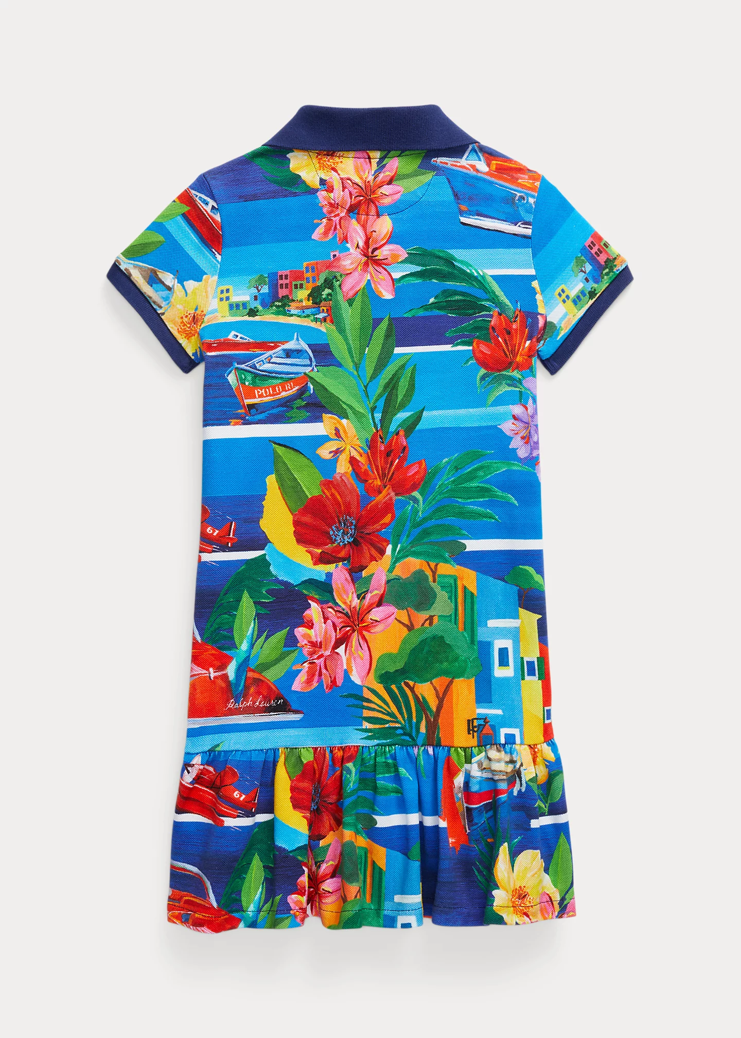 Stretch Mesh Graphic Polo Dress