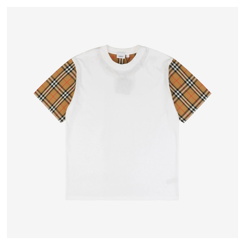 BBry Check-Panel Sleeve Patchwork T-Shirt (Black/White)