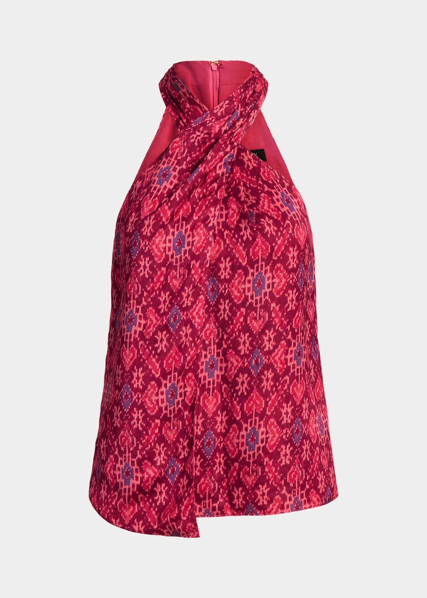 Geo-Print Shantung Halter Blouse