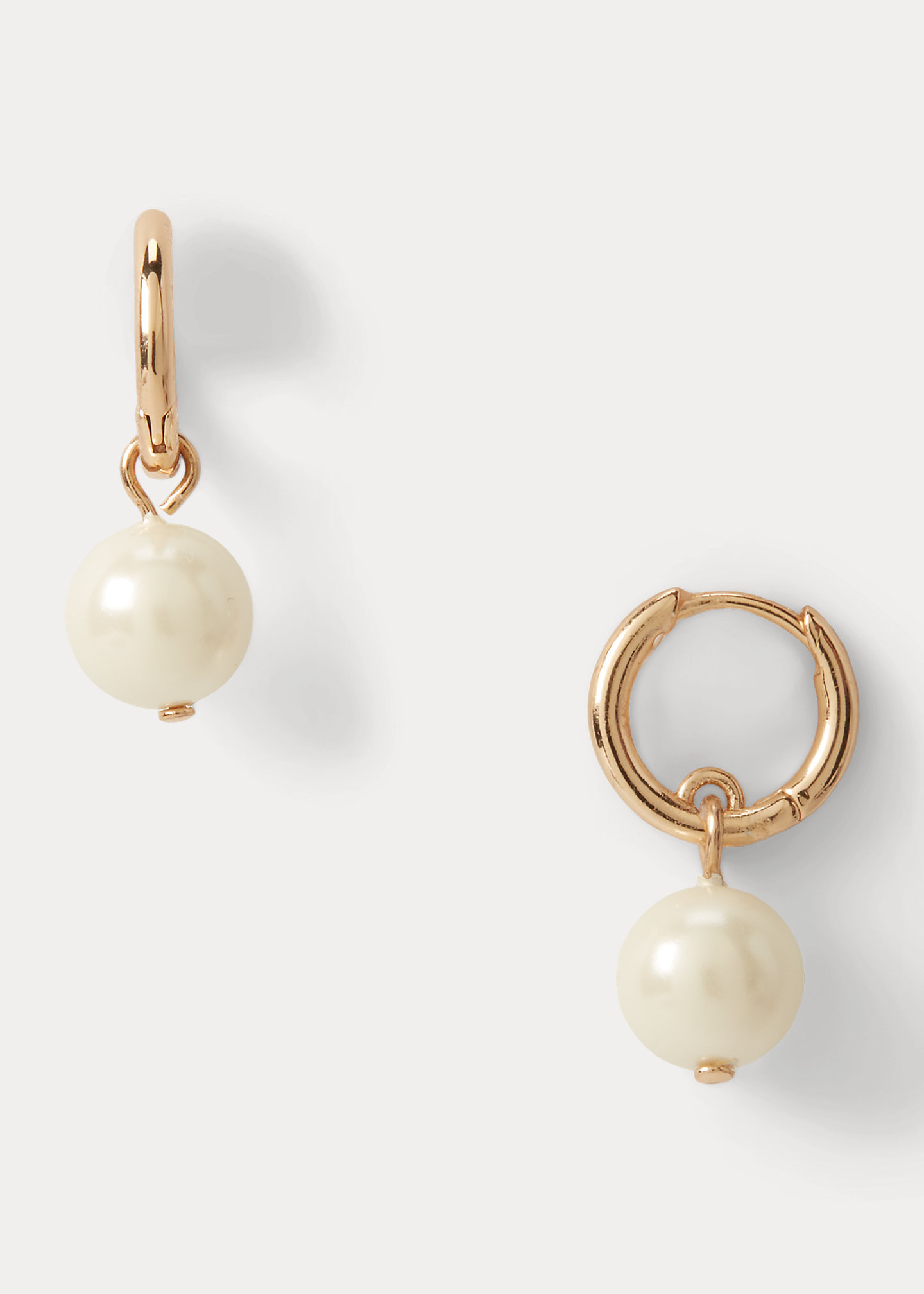 Gold-Tone Faux-Pearl Huggie Earrings