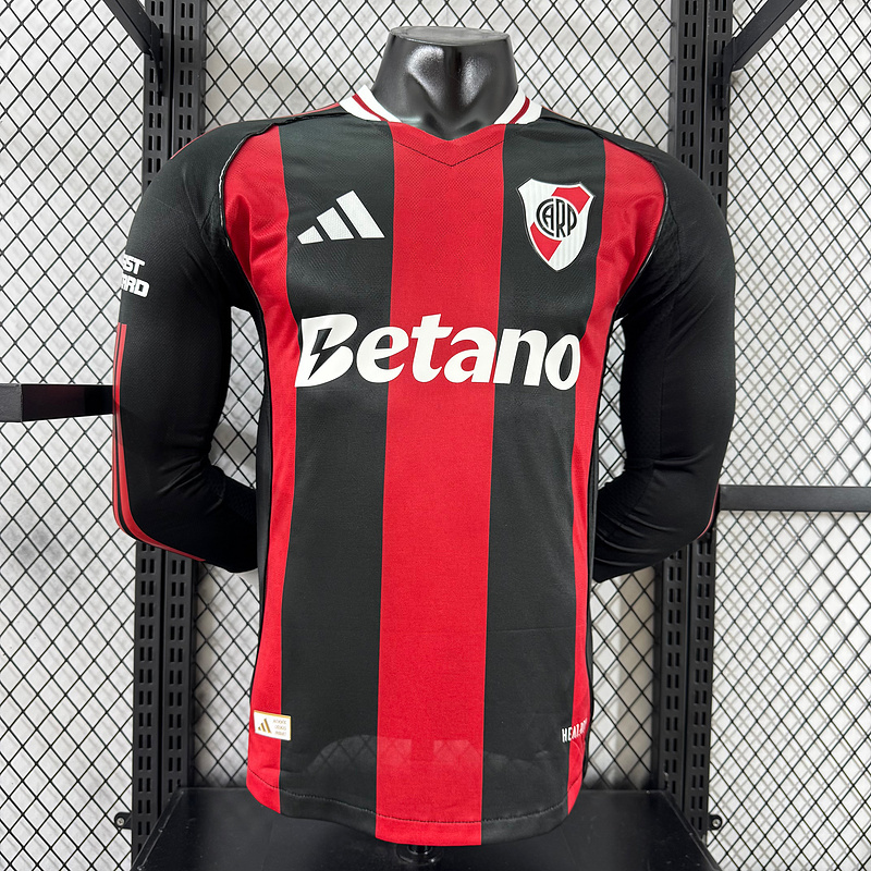 River Plate Authentic Soccer Jersey Away Long Sleeve Shirt 2025/26 - With Sponsors