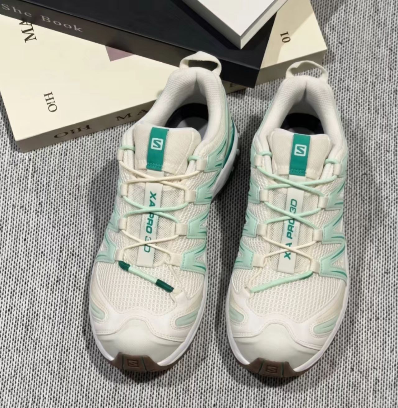 Salomon XA Pro 3D White Green Mesh Hiking Shoes