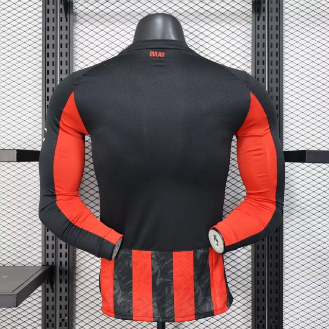 AC Milan Authentic Soccer Jersey Home Long Sleeve Shirt 2025/26