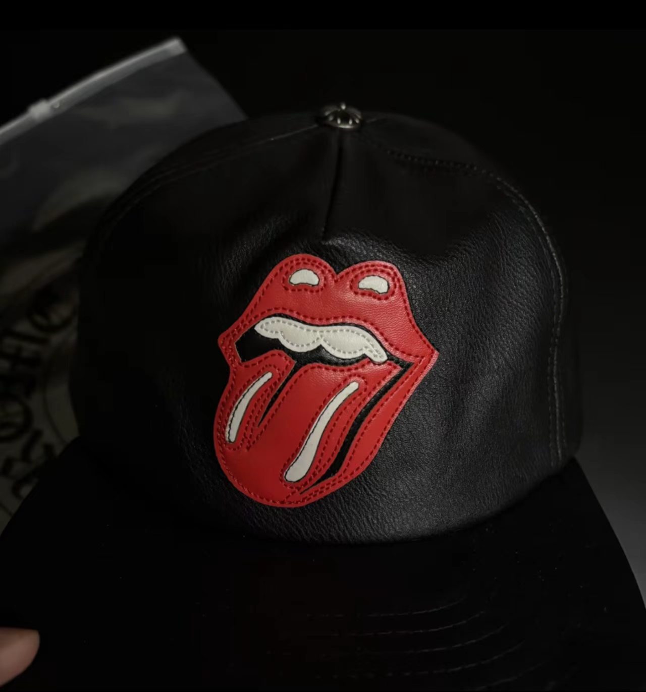 Chrome Hearts x The Rolling Stones Leather Logo Snapback Cap
