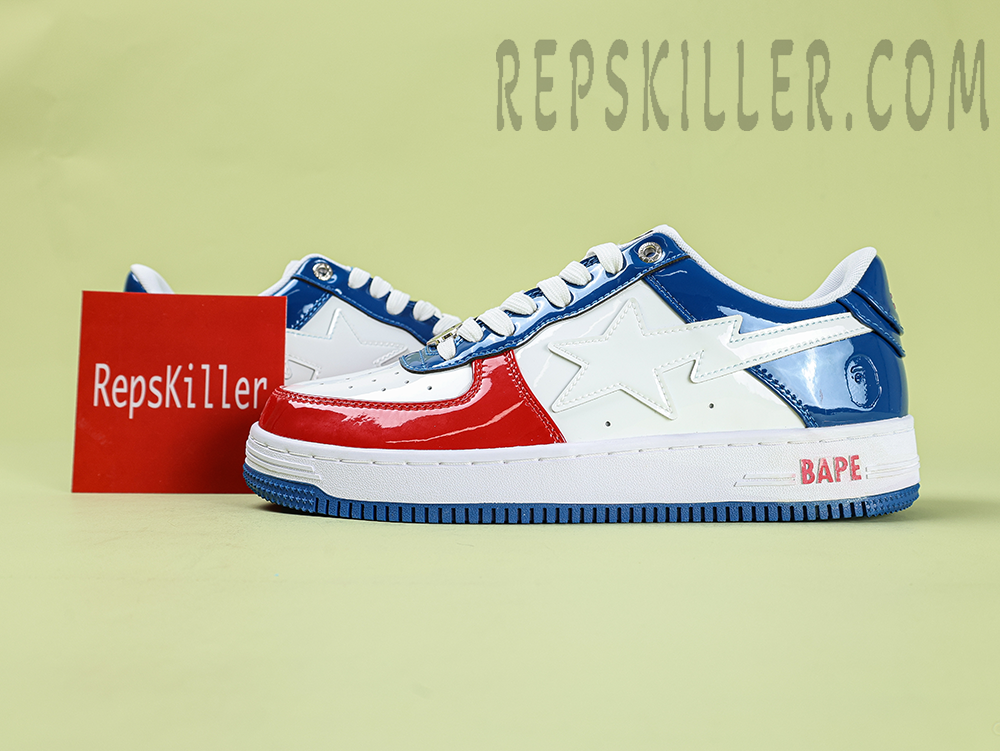 A BATHING APE BapeSta 'France' National Color White Red Blue Low Sneakers