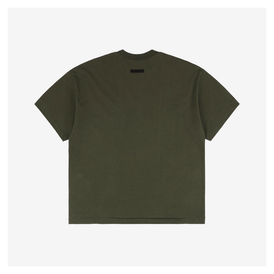 Fear Of God Essentials “SCHOOL” Arc Letter Print T-Shirt (Green/Olive)