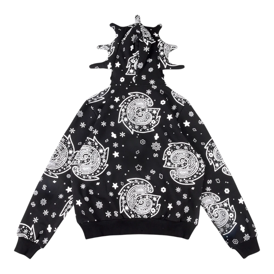 Glo Gang Black Bandana Full-Zip Spiked Hoodie