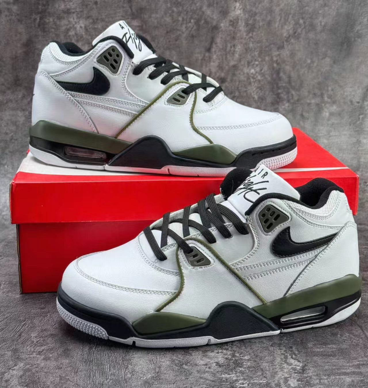 Nike Air Flight 89 White Olive Black