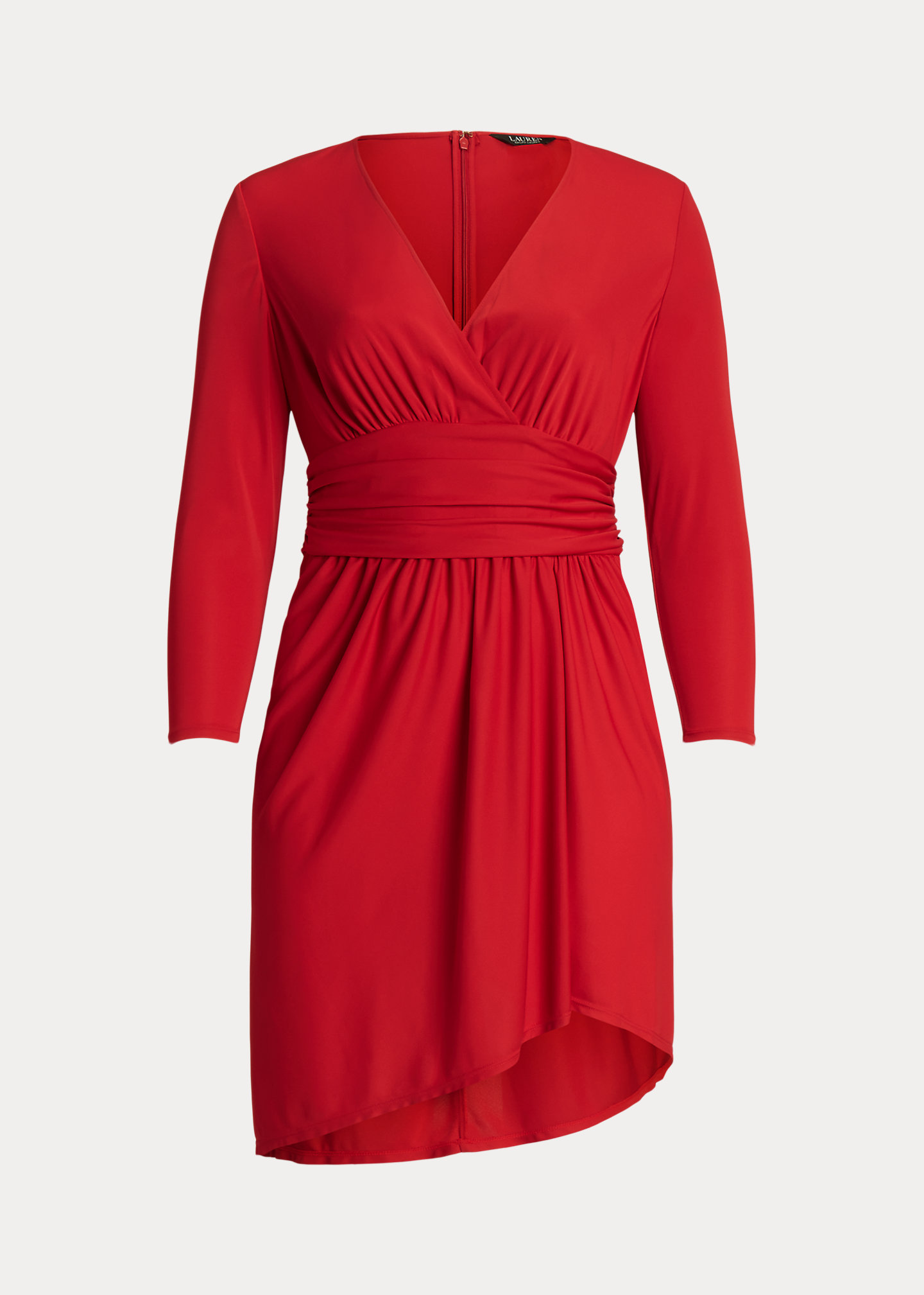 Ruched Stretch Jersey Surplice Dress