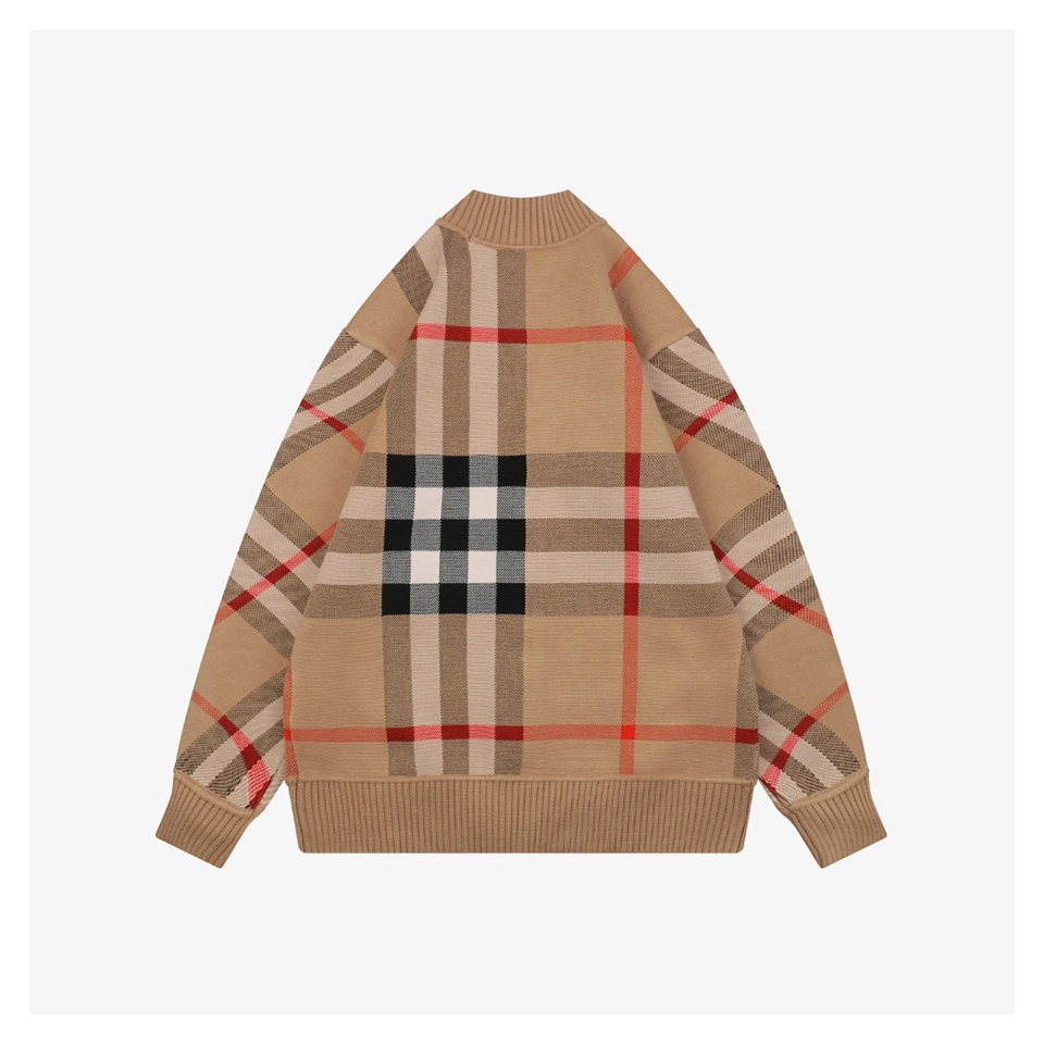 BBry Oversized Check Wool Cardigan – Light Brown