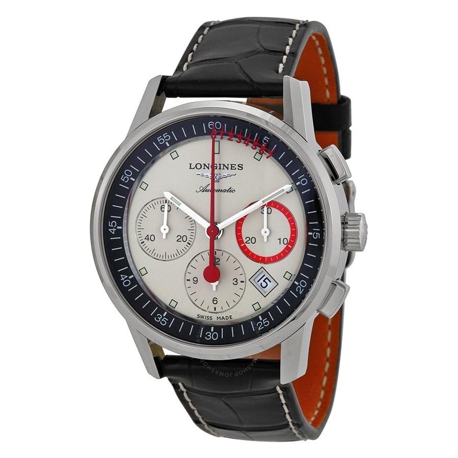 [2026 Mirror Grade]Longines Men's L47544724 Heritage Column Wheel Chronograph Automatic Black Leather Watch