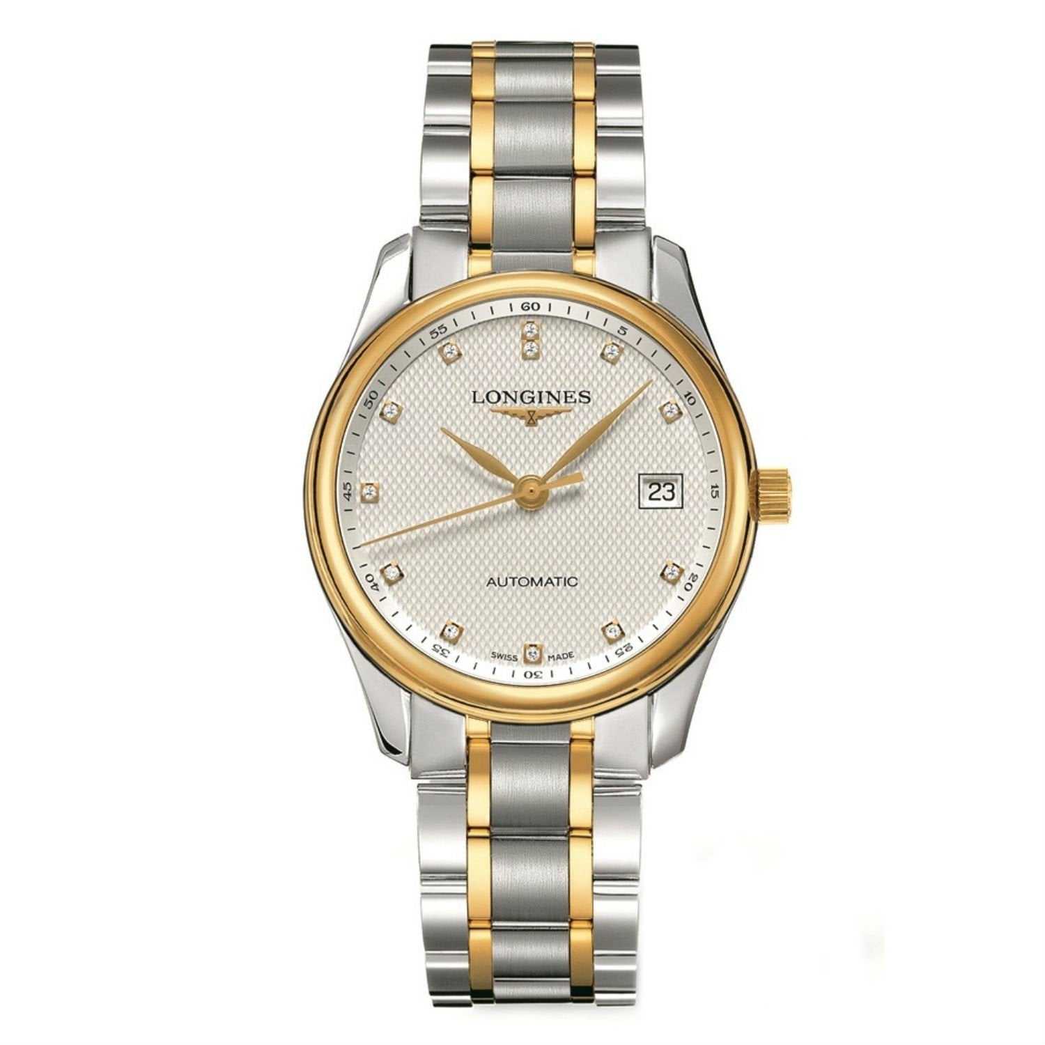 [2026 Mirror Grade]Longines Men's L25185777 Master 18kt Yellow Gold Diamond Automatic Two-Tone Stainless Steel Watch