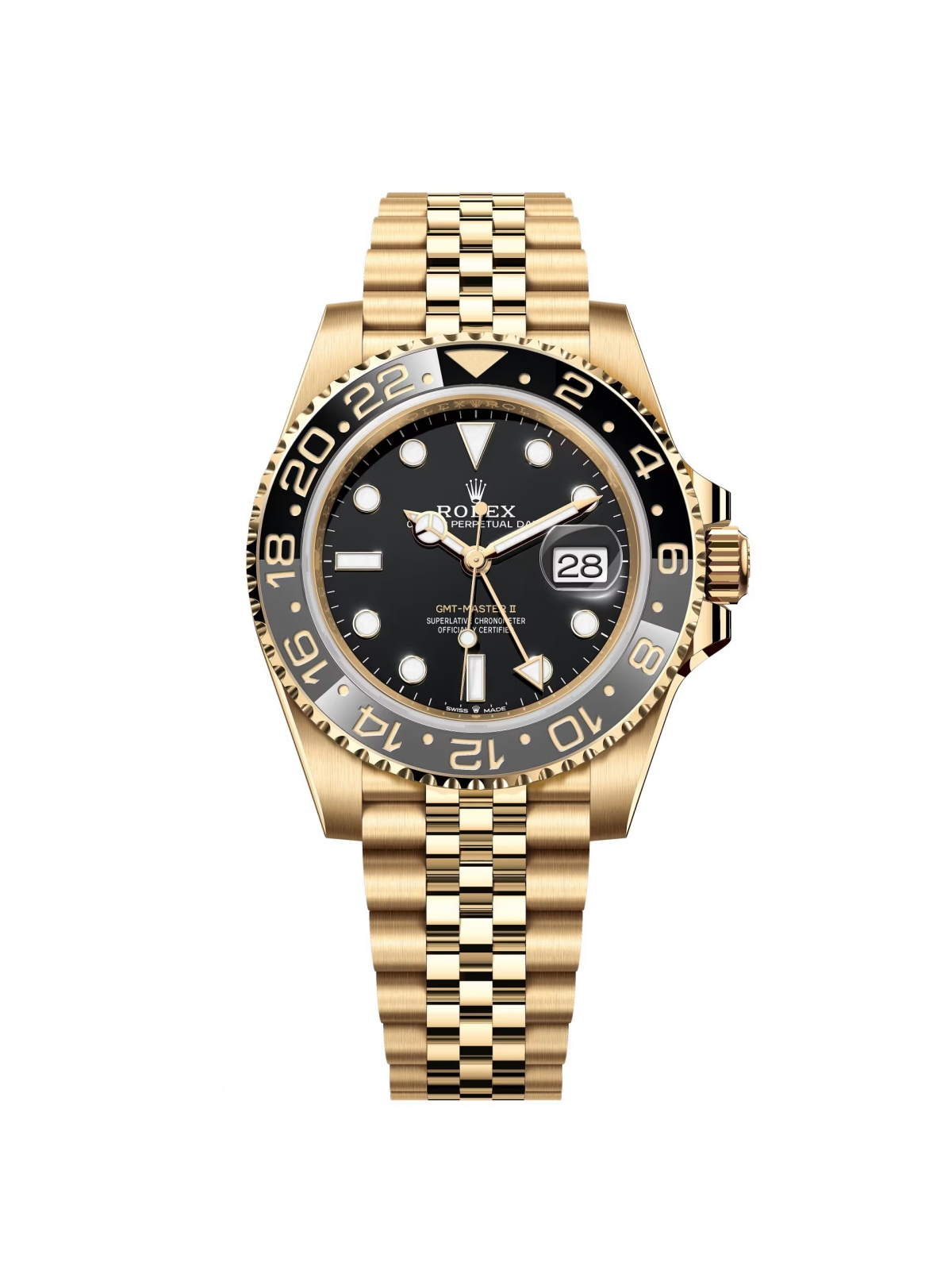 [2026 Mirror Grade]RLX GMT-Master II 40mm 18k Yellow Gold Ceramic Bezel Black Dial Jubilee 126718grnr