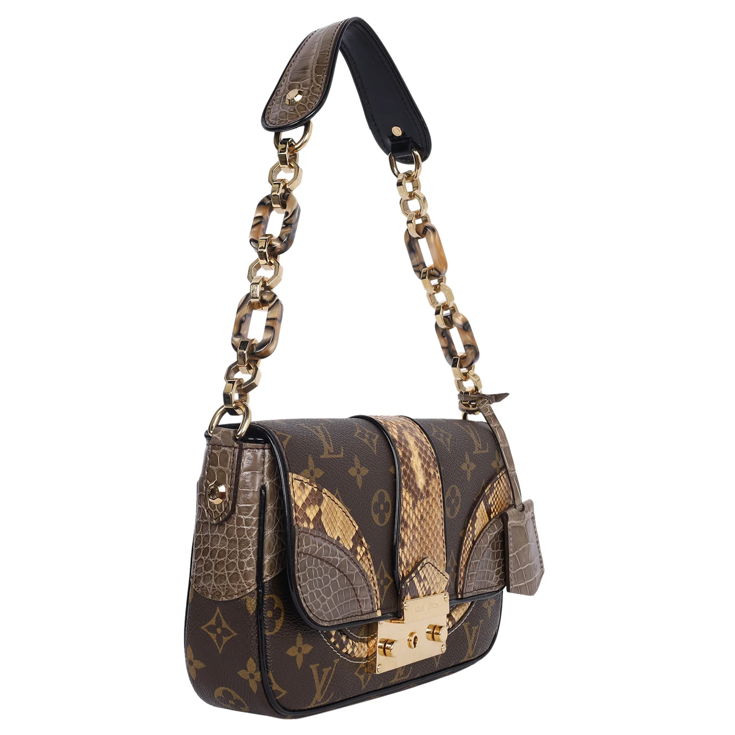 Monogram Alligator Python Shoulder Bag